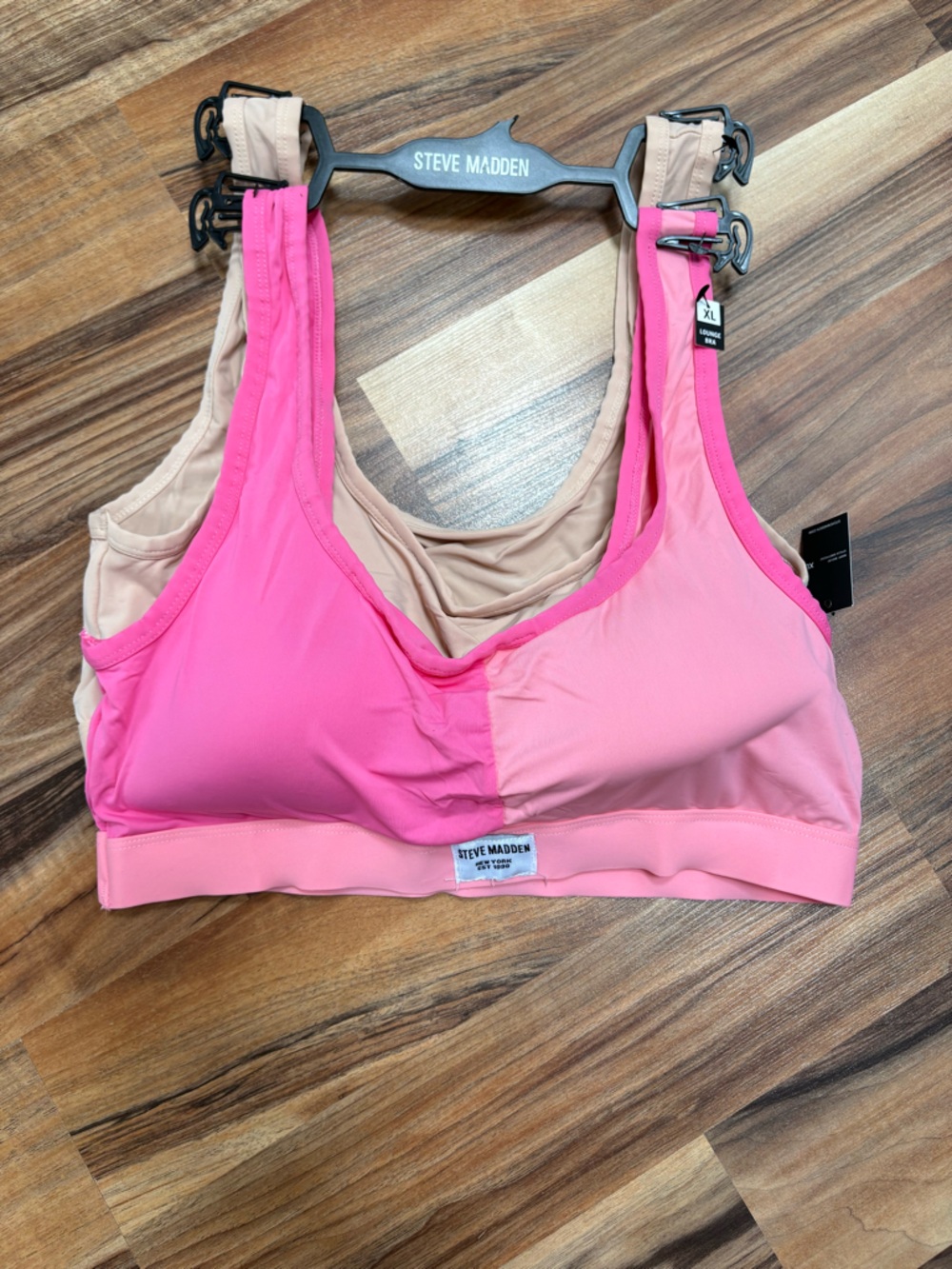 Steve Madden Women's set of Two Bralettes Pink Colorblock and Nude - XL